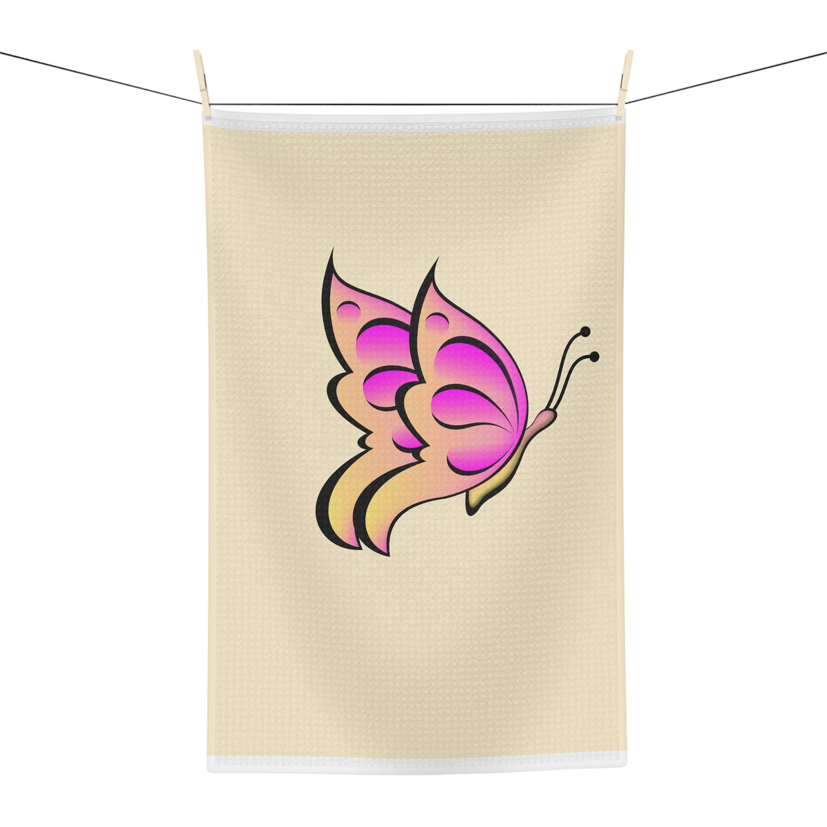 Butterfly Microfiber Tea Towel — Pink Gradient Floral Wing Kitchen Towel