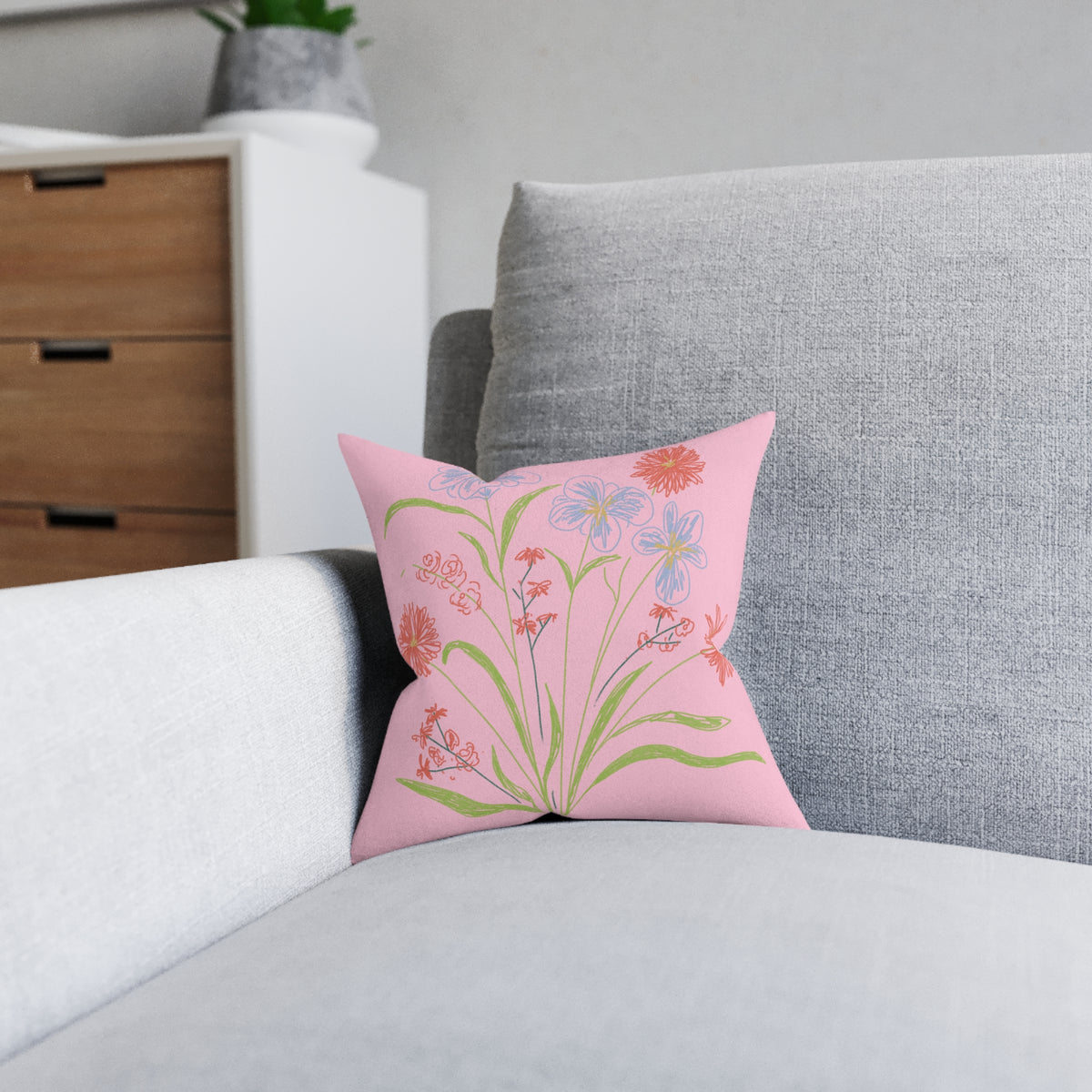 Square Pillow - Pink Back
