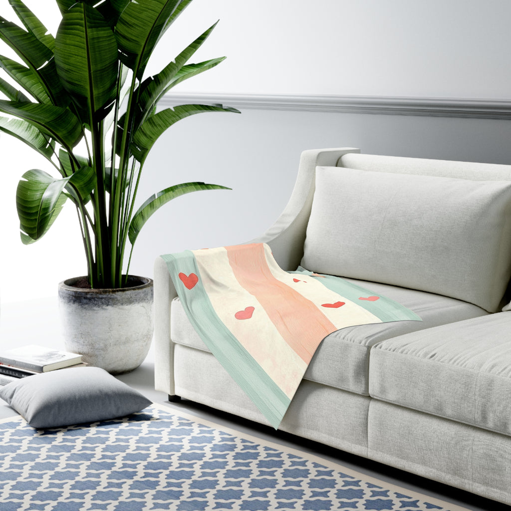 Baby Swaddle — Pastel Stripes & Hearts Newborn Blanket