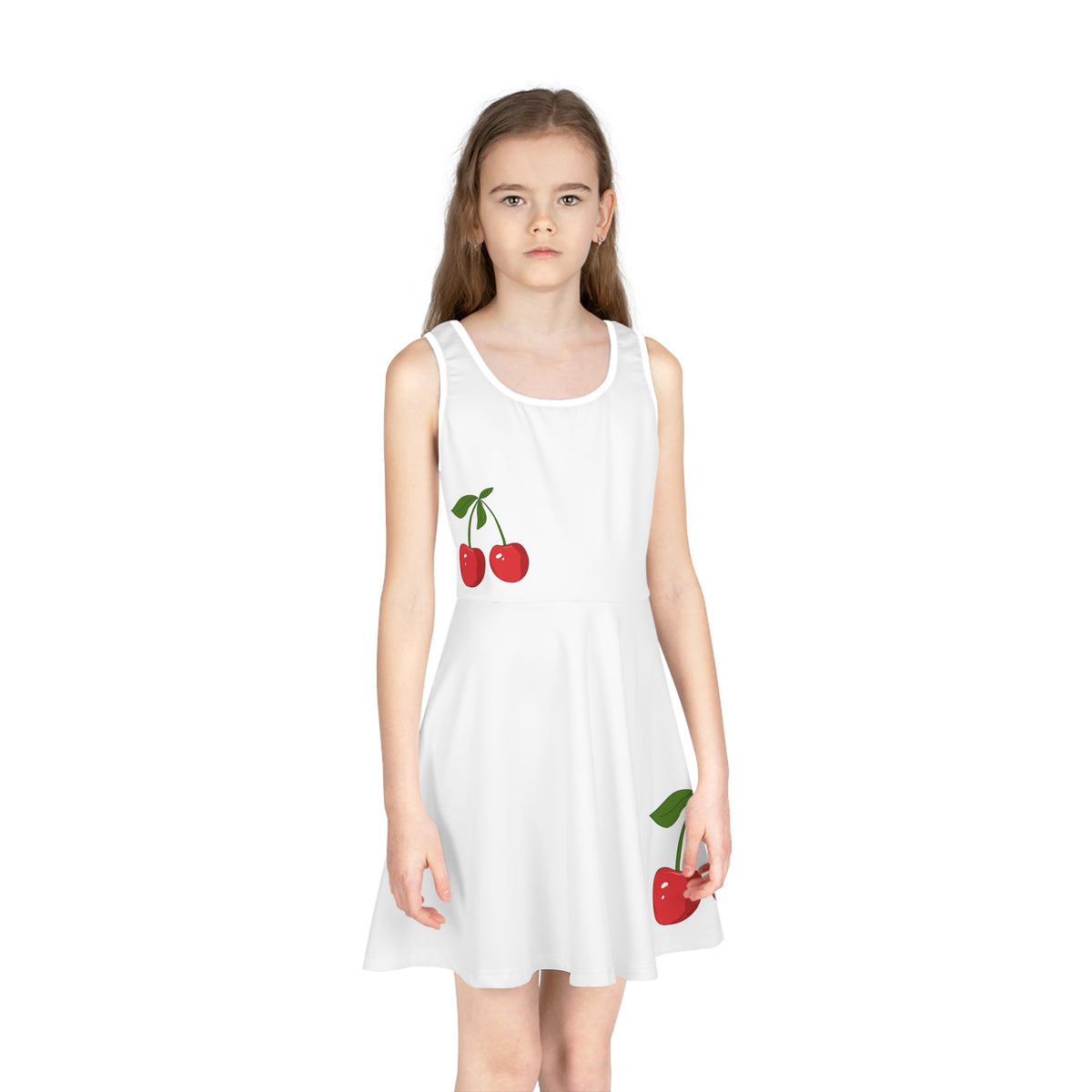Red Cherry Illustration Girls Sundress | Cute Fruit Tank Dress