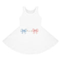 Girls' Sleeveless Sundress with Pink & Blue Bow Waistband — Cute Baby Shower or Gender Reveal Dress