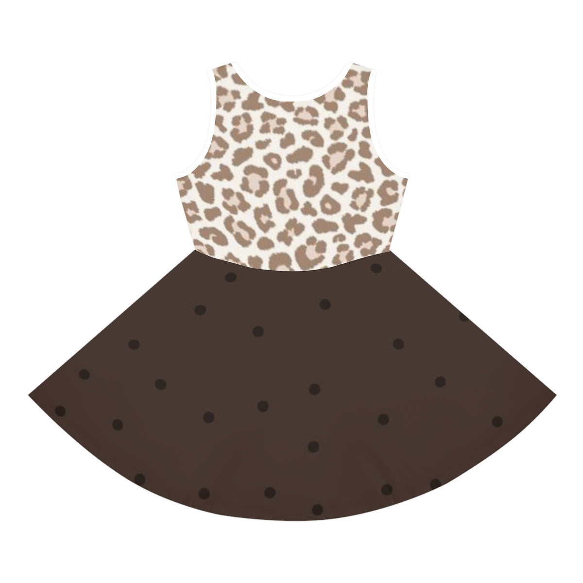 Girls Leopard Print & Polka Dot Sundress — Sleeveless A-Line Dress