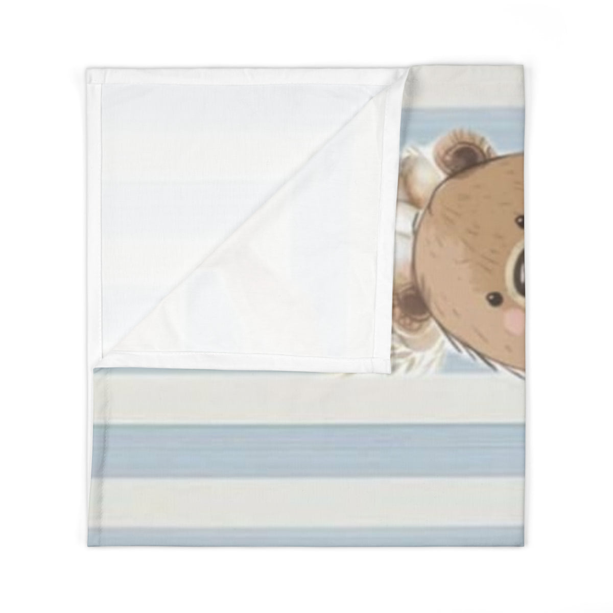 Blue Striped Baby Swaddle Blanket with Stacked Safari Animals (Giraffe, Bear, Bunny)