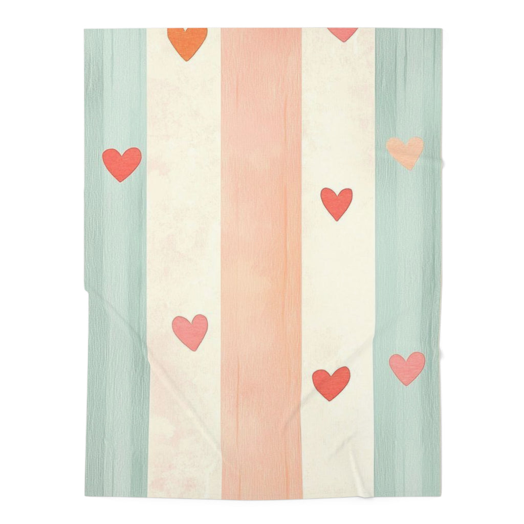 Baby Swaddle — Pastel Stripes & Hearts Newborn Blanket