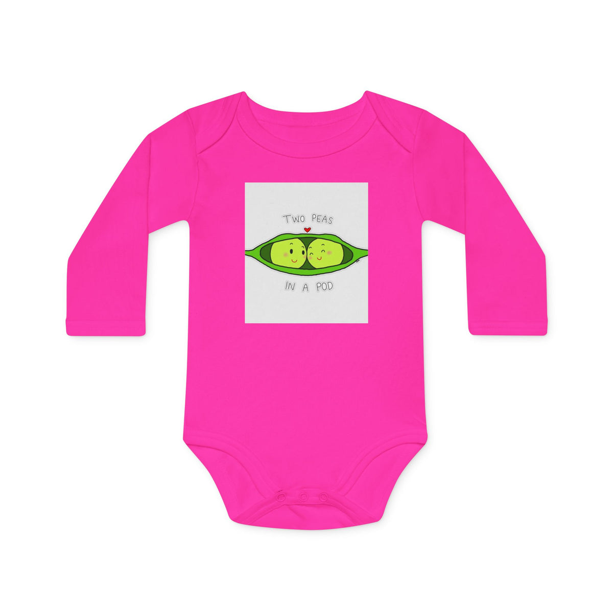 Baby Bodysuit - "Two Peas in a Pod" Organic Long-Sleeve Onesie