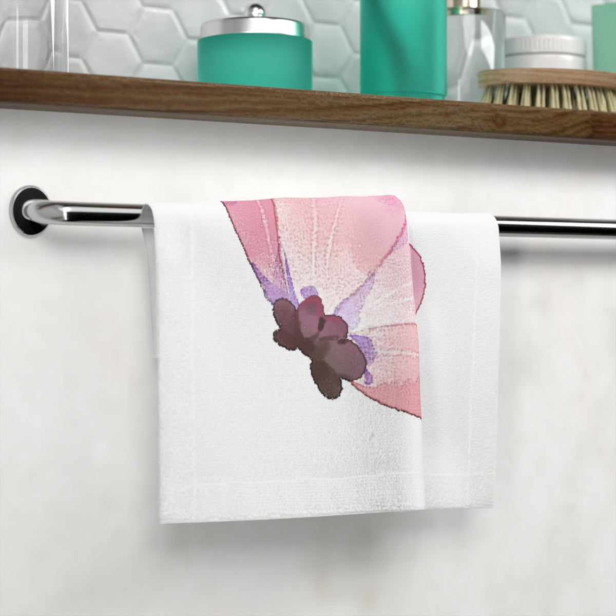 Pink Watercolor Floral Face Towel