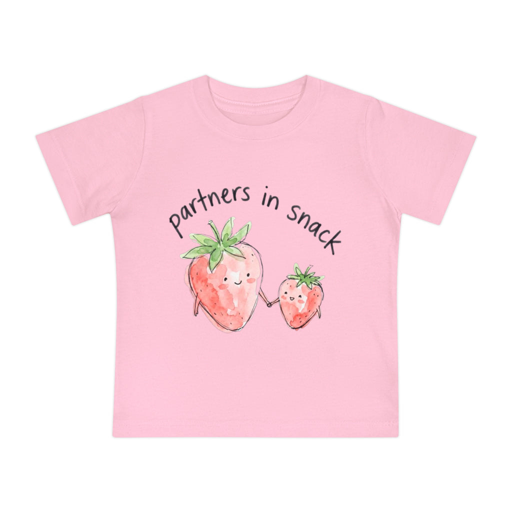 Baby T-Shirt — "Partners in Snack" Strawberry Parent & Baby Matching Tee