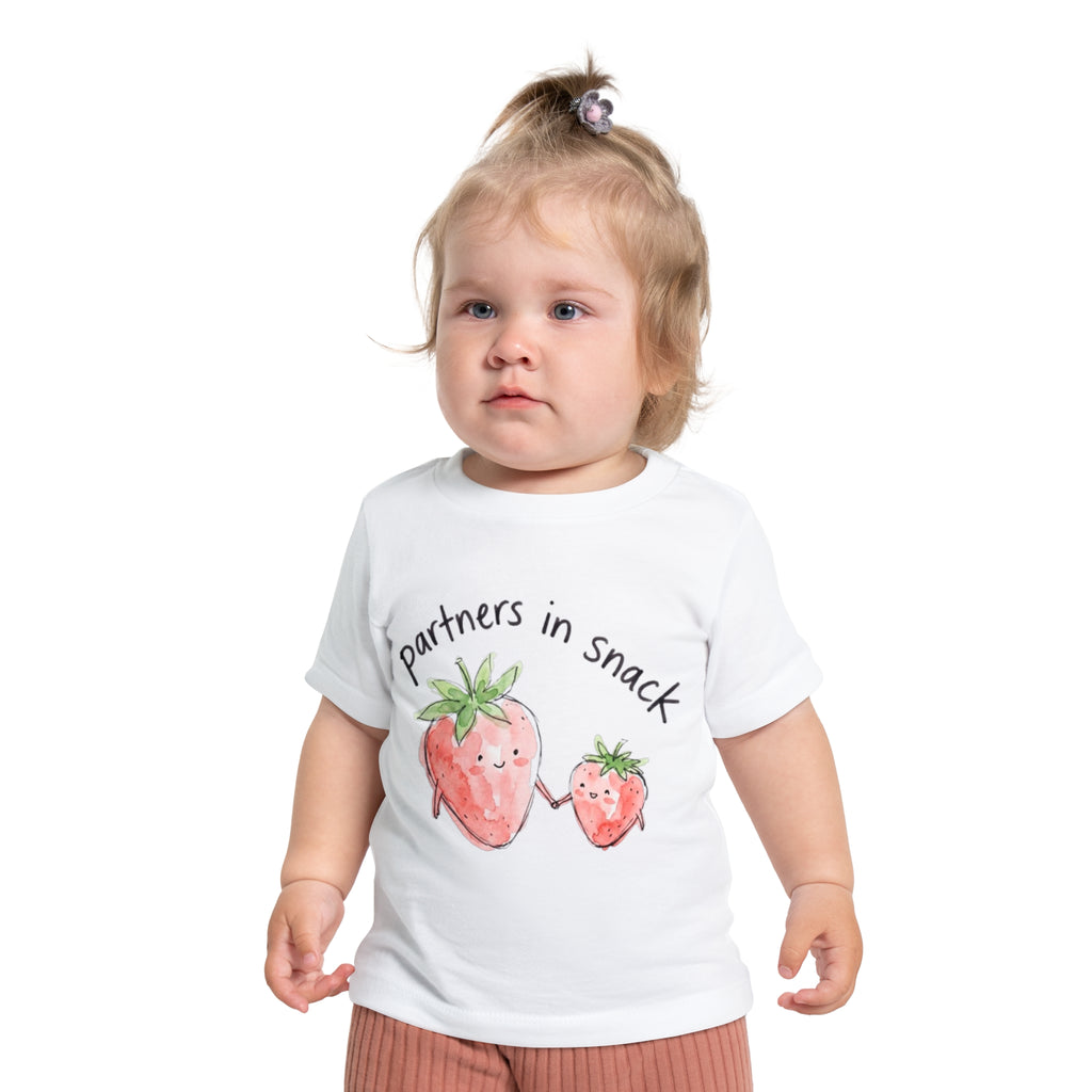 Baby T-Shirt — "Partners in Snack" Strawberry Parent & Baby Matching Tee