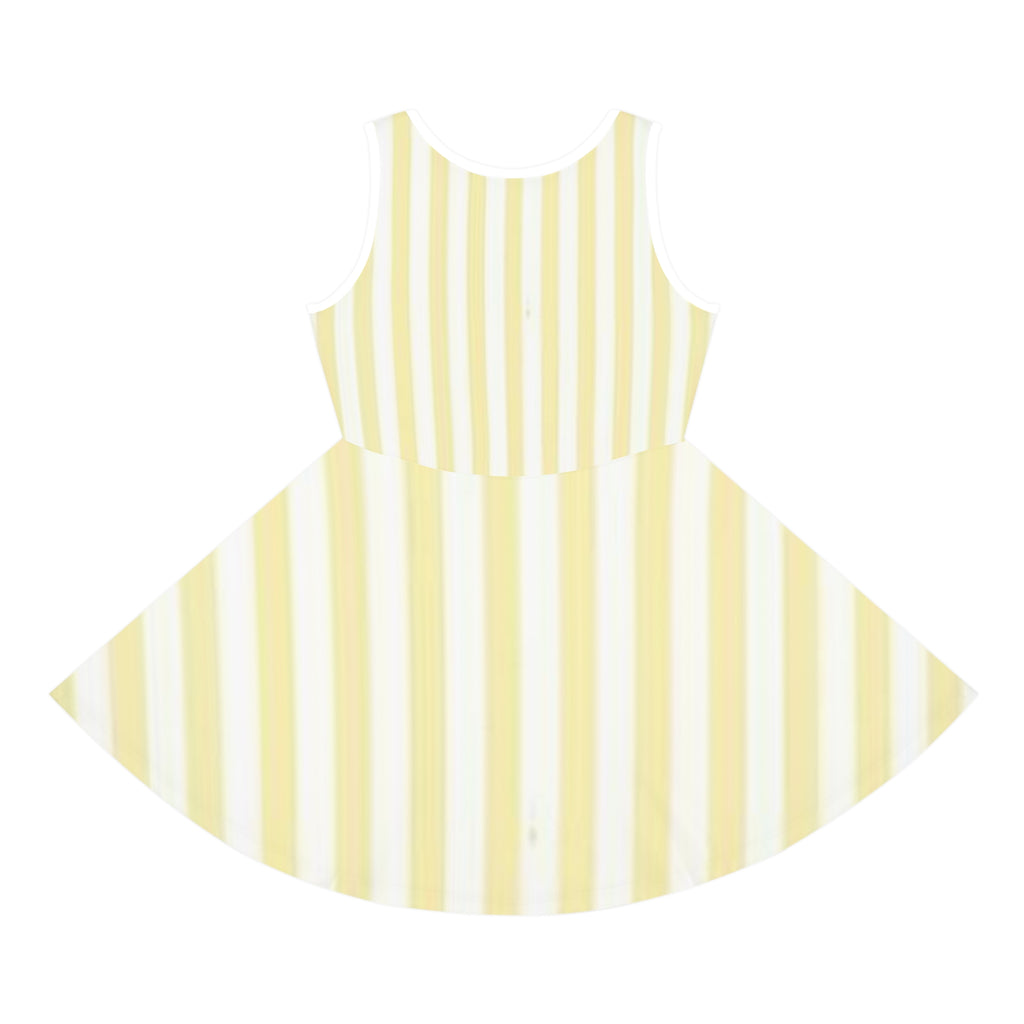 Girls' Yellow Stripe Sundress with Palm Tree Beach Print