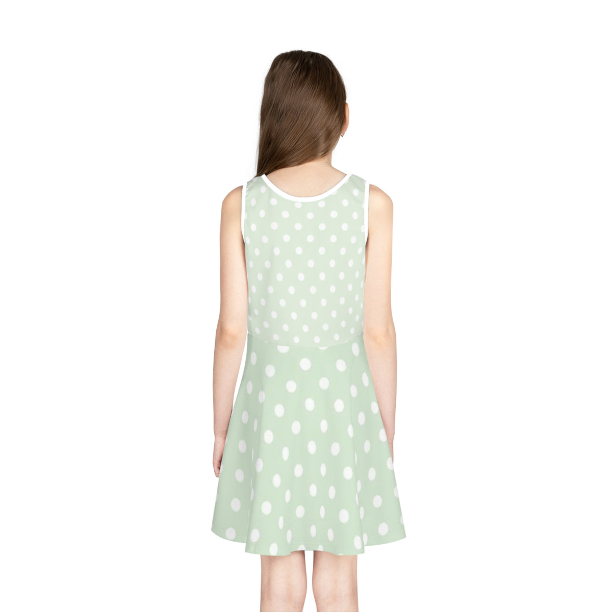Girls’ Mint Polka Dot Sundress — Sleeveless Summer Dress for Kids