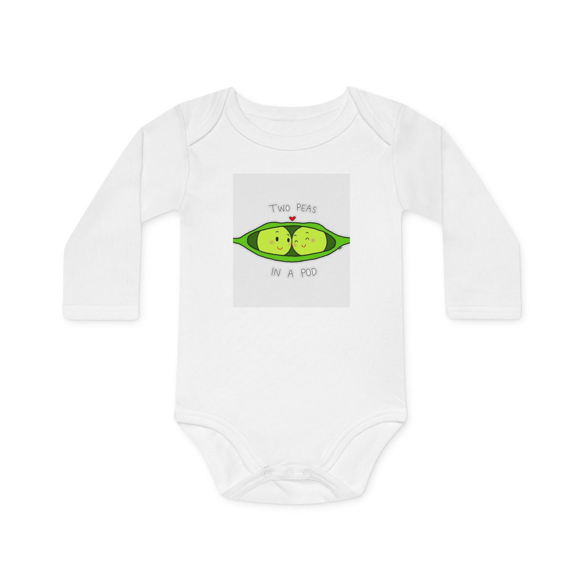 Baby Bodysuit - "Two Peas in a Pod" Organic Long-Sleeve Onesie