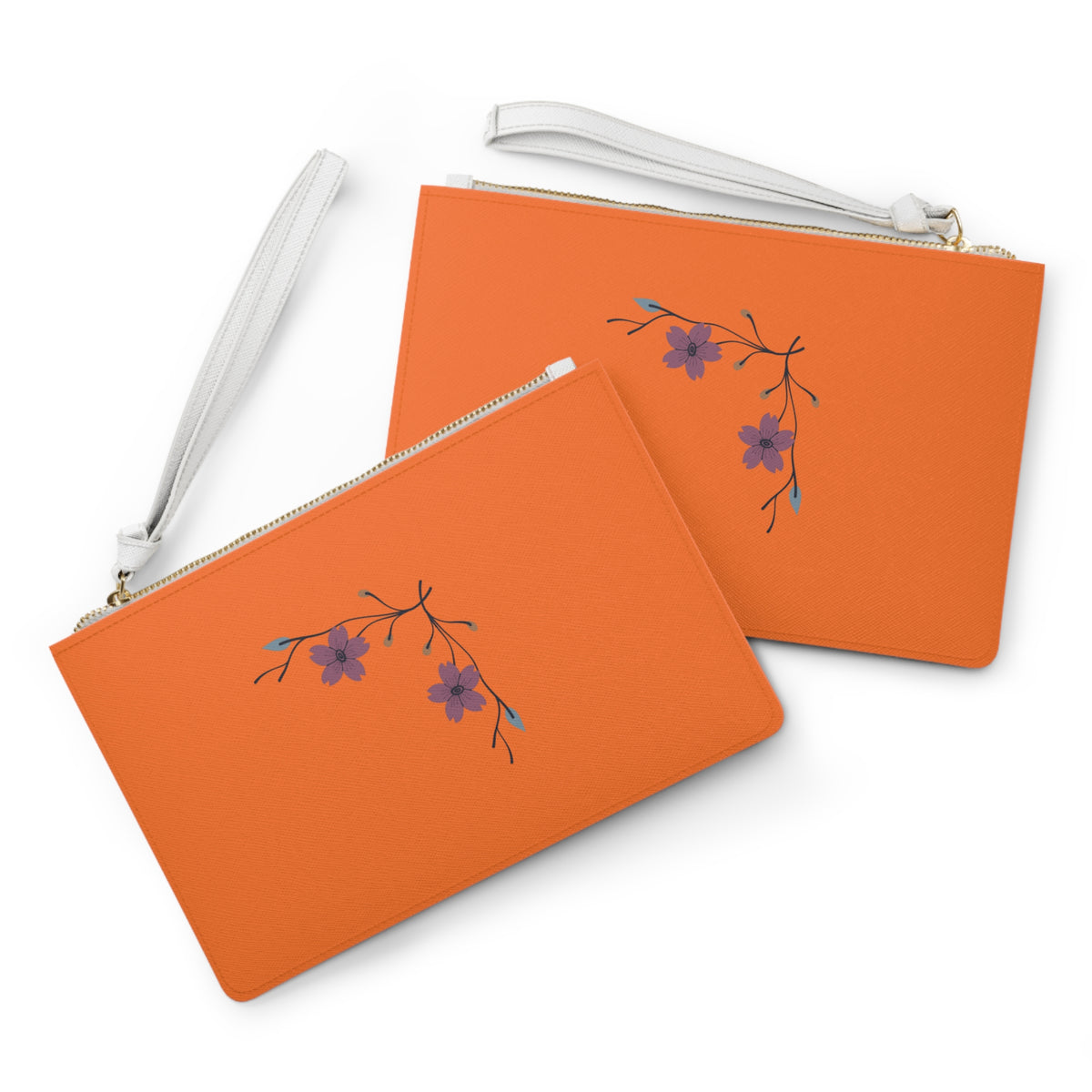Orange Floral Clutch Bag – Minimal Purple Blossom Wristlet