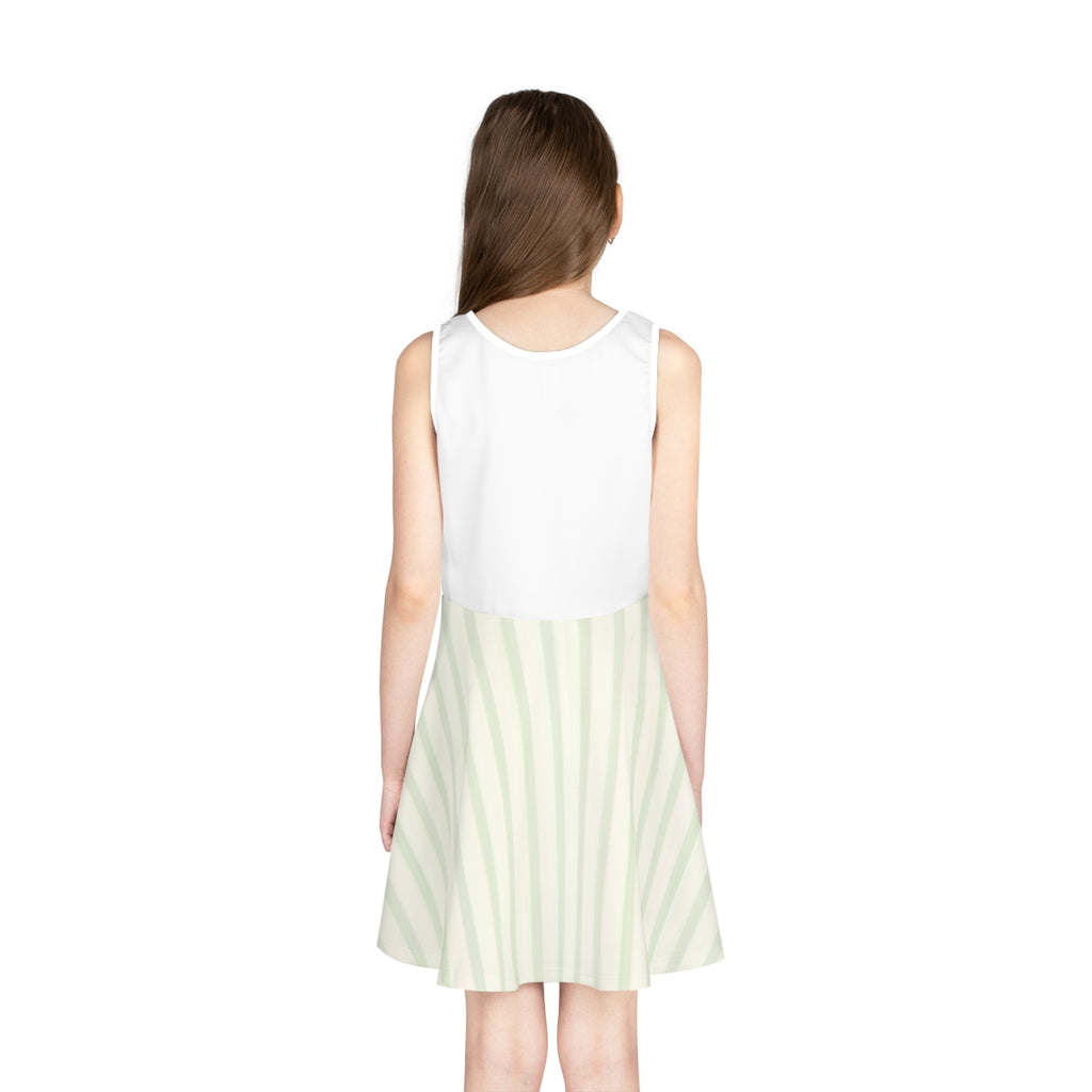 Girls' Matcha Dress — Sleeveless Sundress with Cute Matcha Graphic