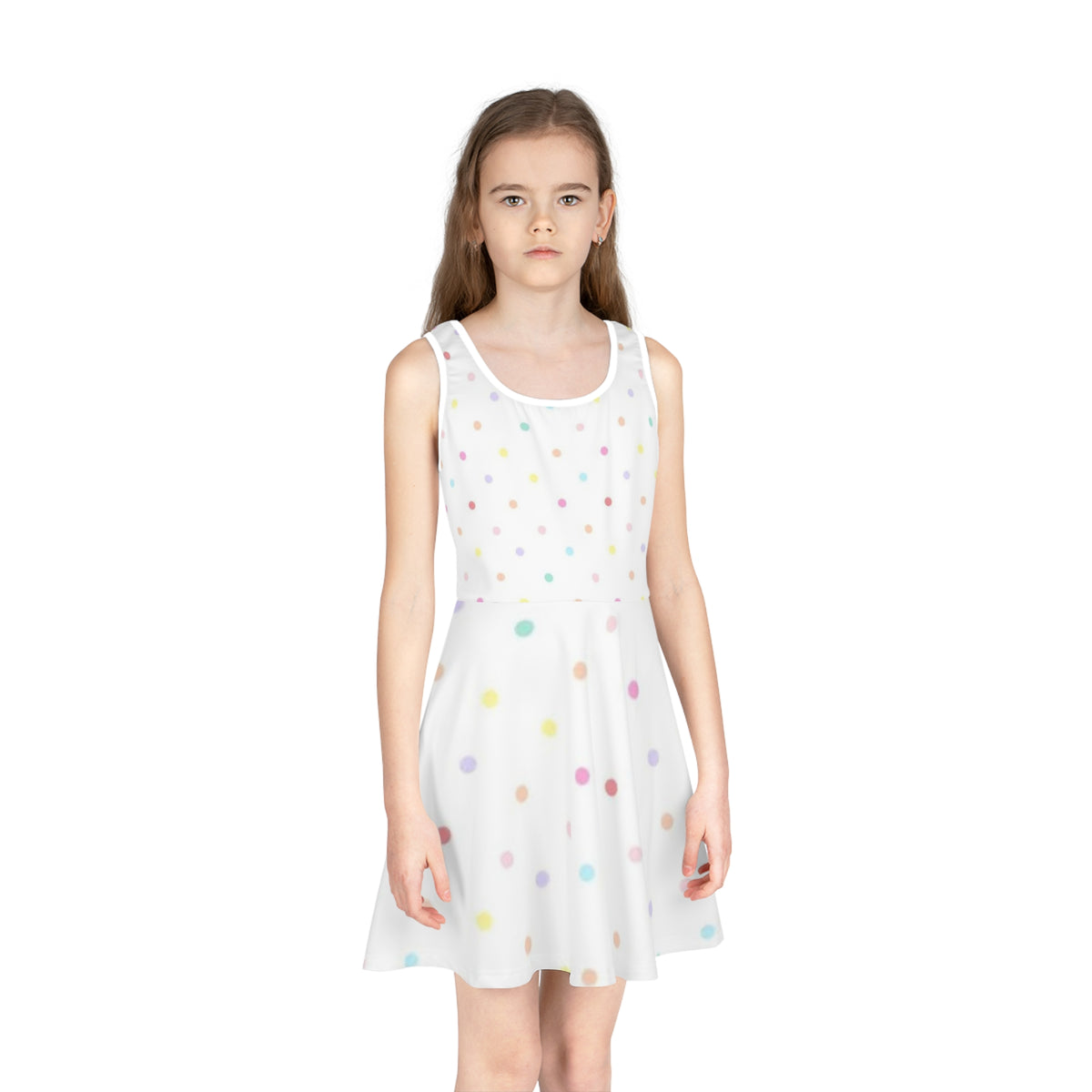 Girls' Polka Dot Sundress — Pastel Floral Dots Sleeveless Dress for Toddlers & Kids
