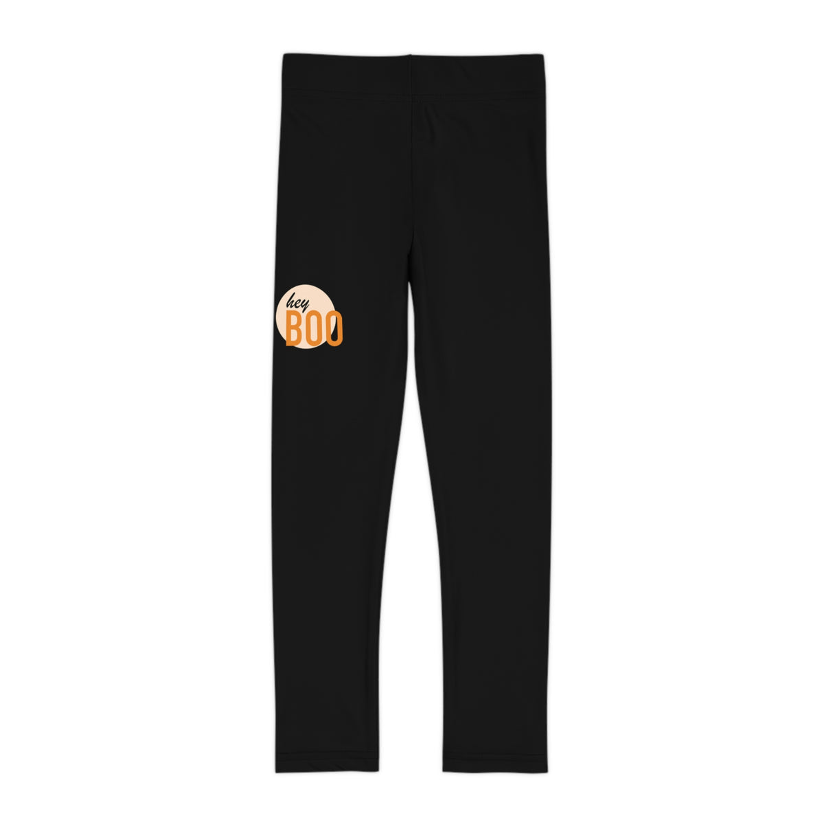 Kids Halloween Leggings — 'Hey Boo' Pumpkin Graphic