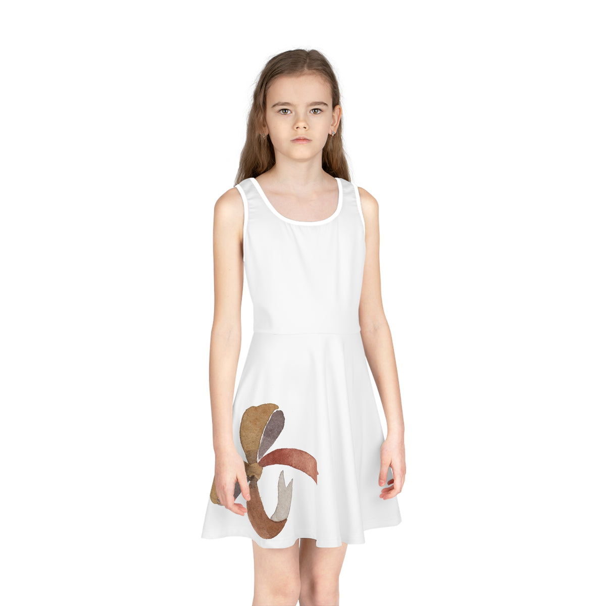 Girls' Floral Bow Sundress – Cute Sleeveless Summer Dress for Kids