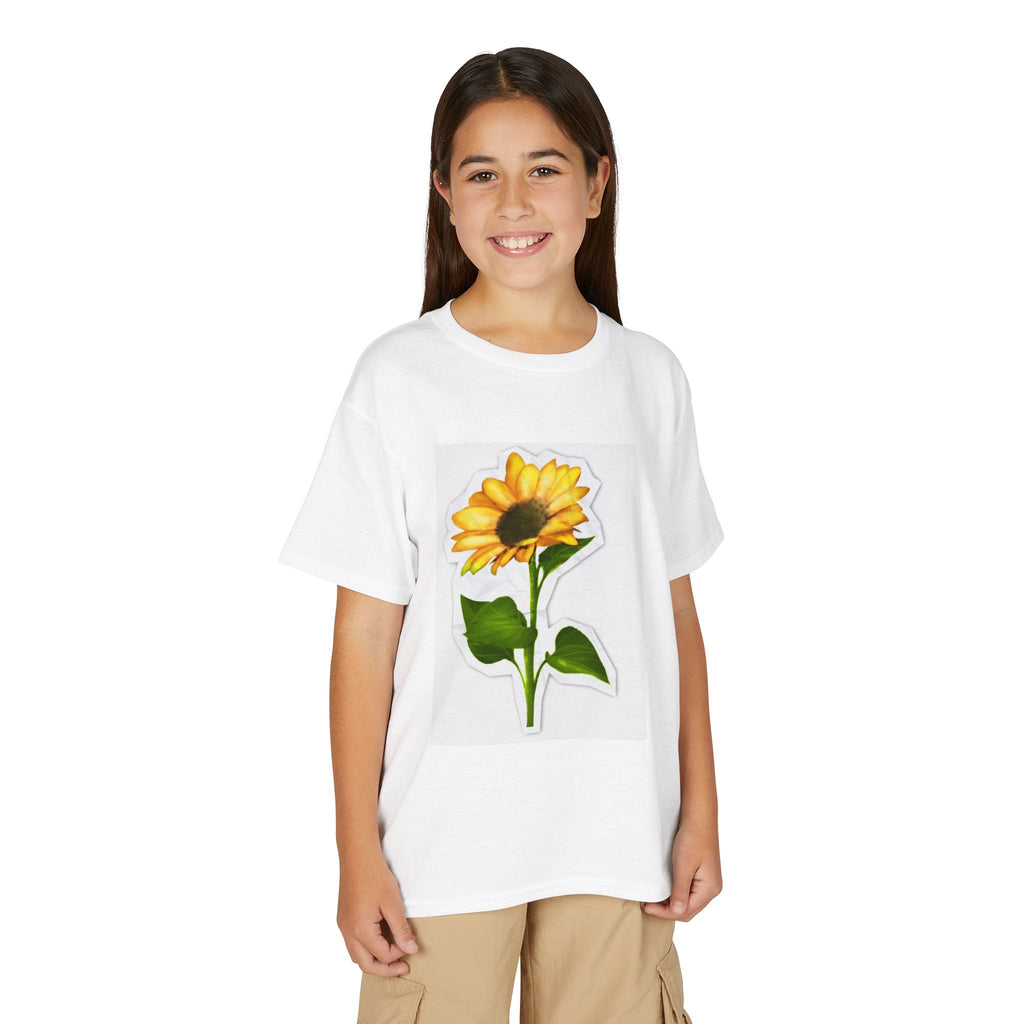 Sunflower Illustration Youth T-Shirt | Yellow Bloom Floral Tee