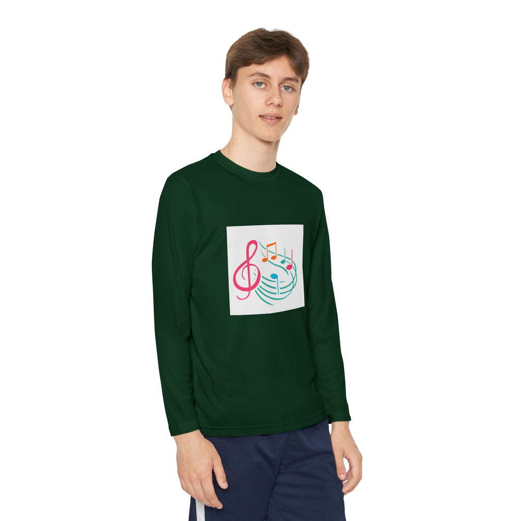 Colorful Music Notes Treble Clef Youth Long Sleeve