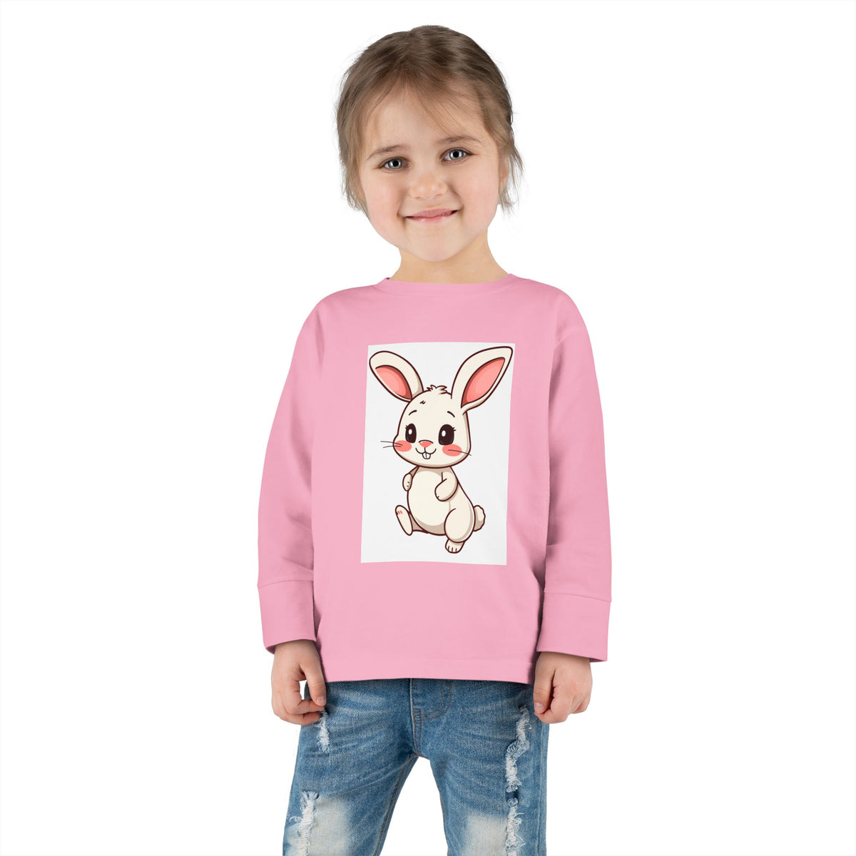 Cute Chubby Bunny Toddler Long Sleeve Tee | Baby Rabbit Illustration