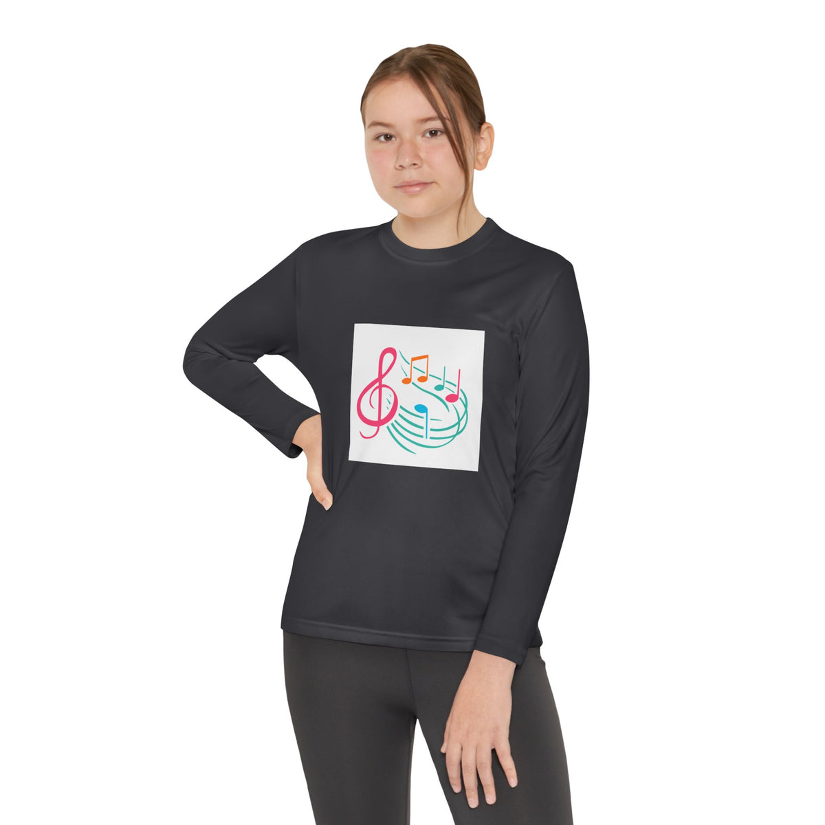 Colorful Music Notes Treble Clef Youth Long Sleeve