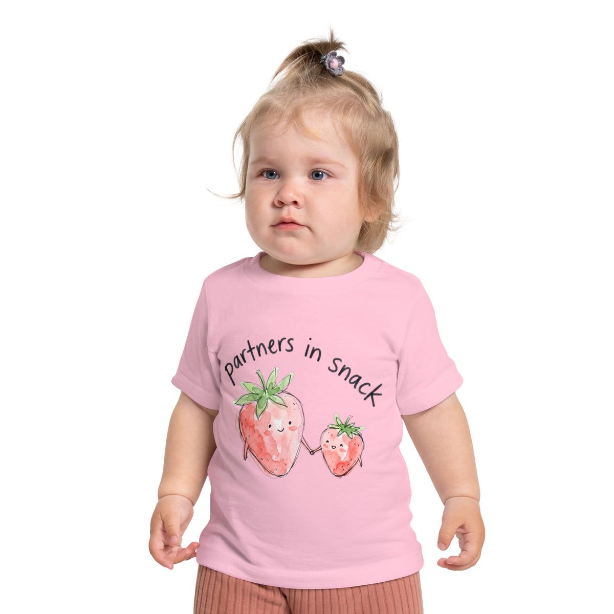 Baby T-Shirt — "Partners in Snack" Strawberry Parent & Baby Matching Tee