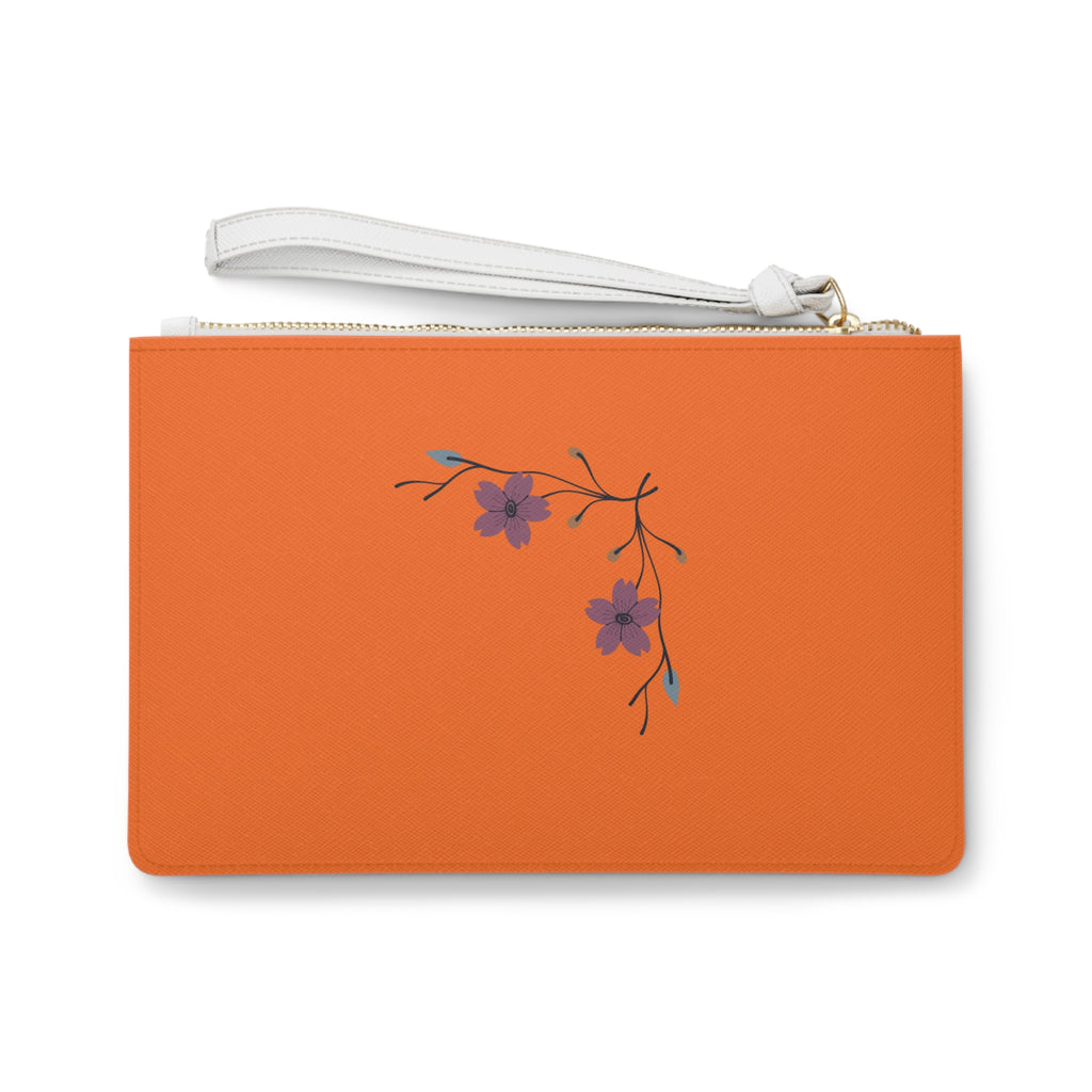 Orange Floral Clutch Bag – Minimal Purple Blossom Wristlet