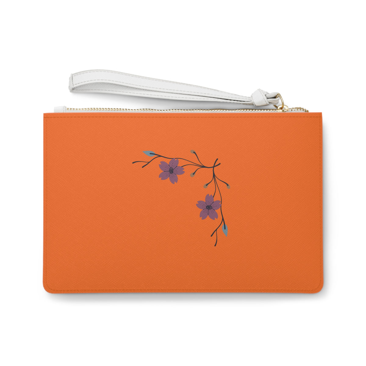 Orange Floral Clutch Bag – Minimal Purple Blossom Wristlet