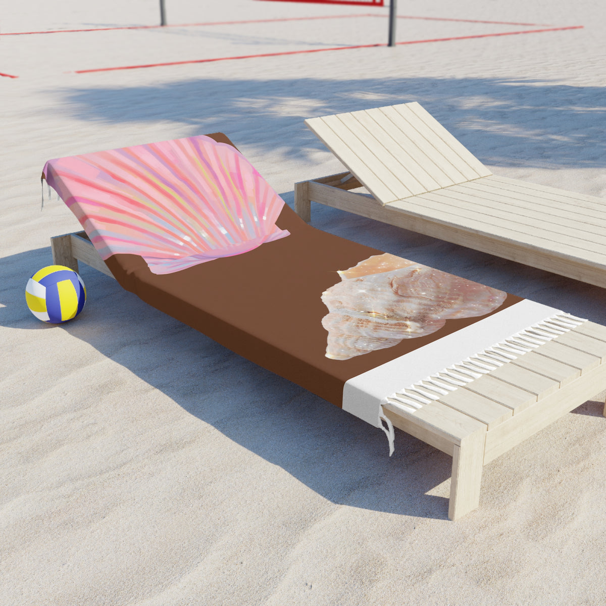 Boho Seashell Beach Towel — Pastel Shells Fringe Beach Blanket