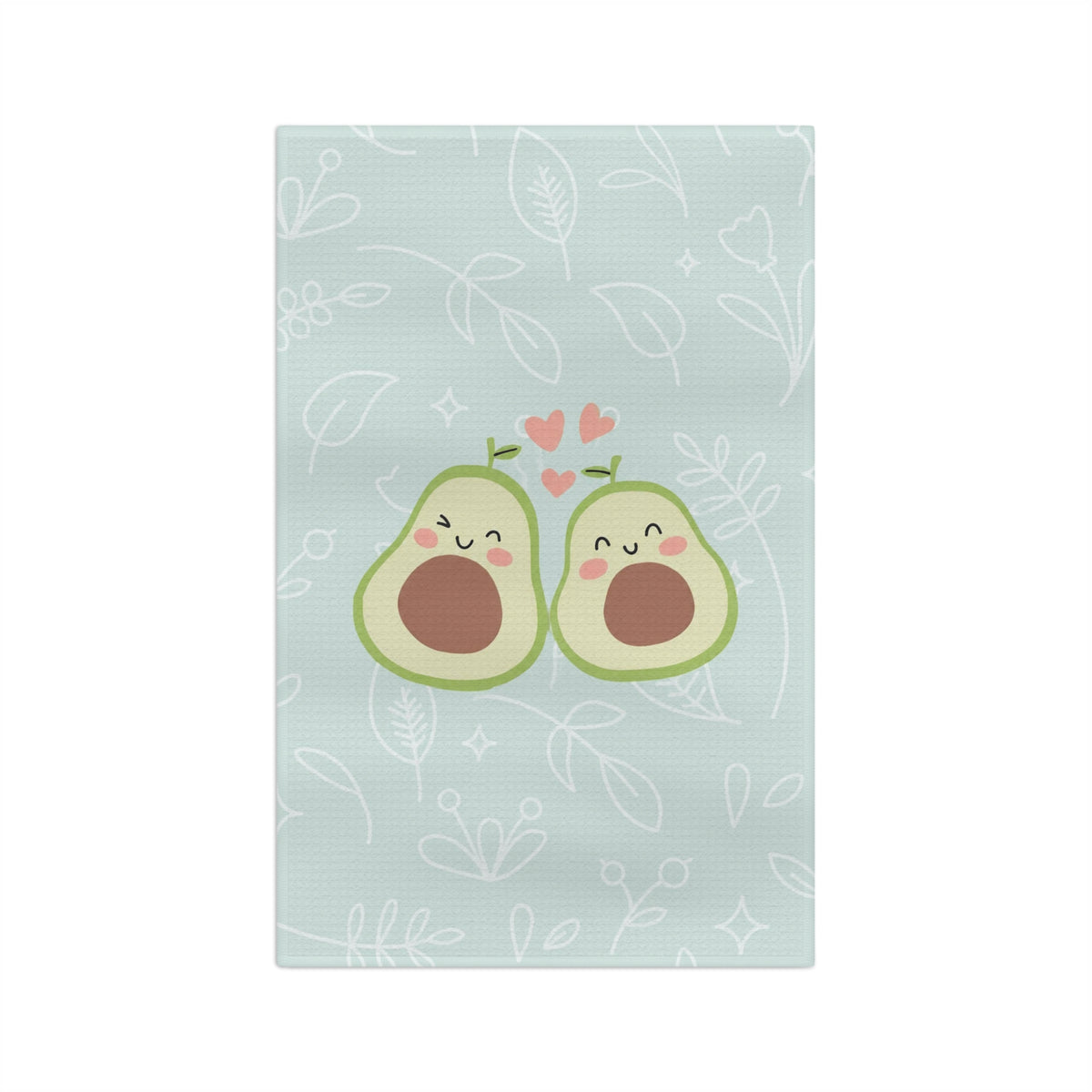 Cute Avocado Couple Tea Towel — Microfiber Kitchen Towel with Loving Avocado Design