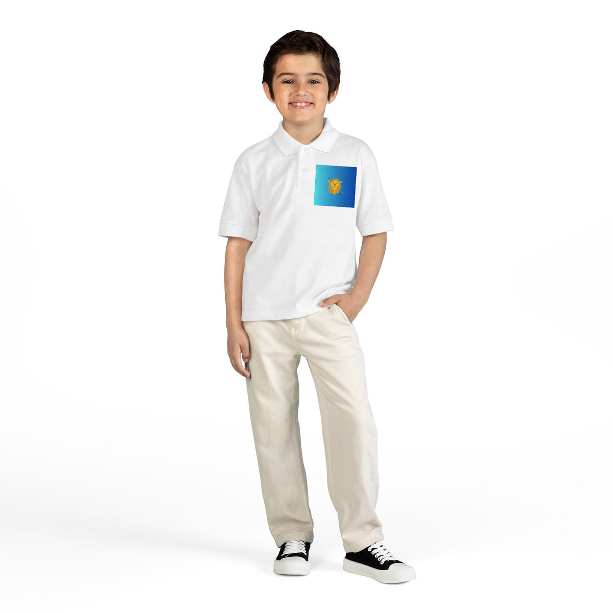Blue Gradient Lion Crest Youth Polo