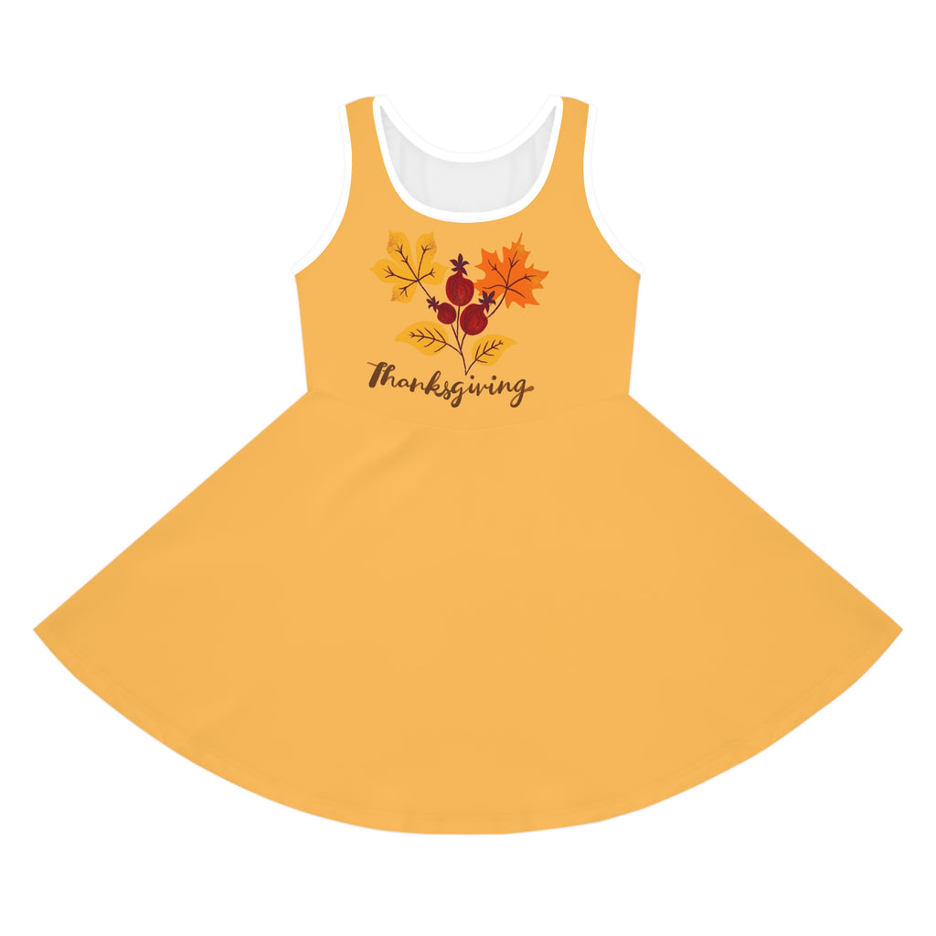 Thanksgiving Girls' Sundress — Autumn Leaves Floral AOP Dress