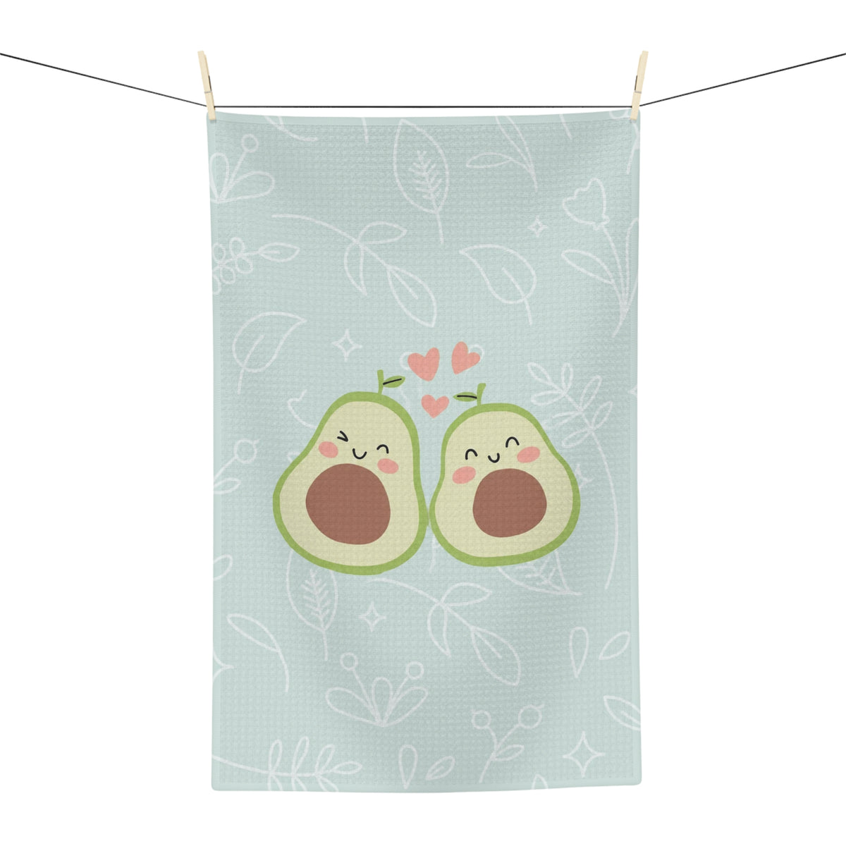 Cute Avocado Couple Tea Towel — Microfiber Kitchen Towel with Loving Avocado Design