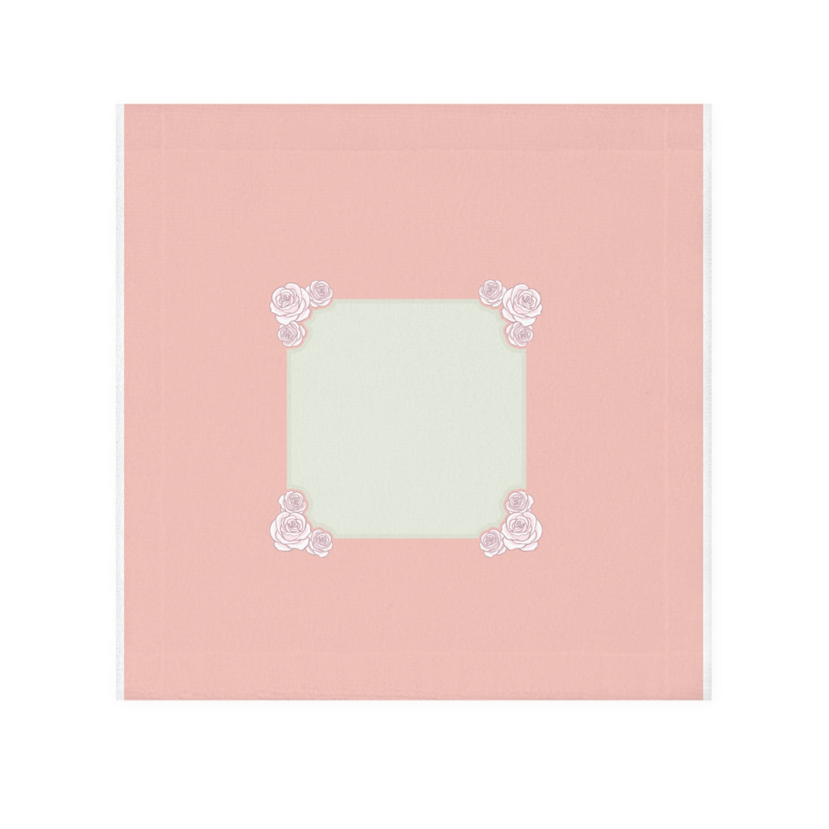 Pink Floral Frame Face Towel — Decorative Square Hand & Face Cloth