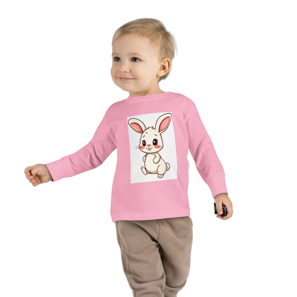 Cute Chubby Bunny Toddler Long Sleeve Tee | Baby Rabbit Illustration