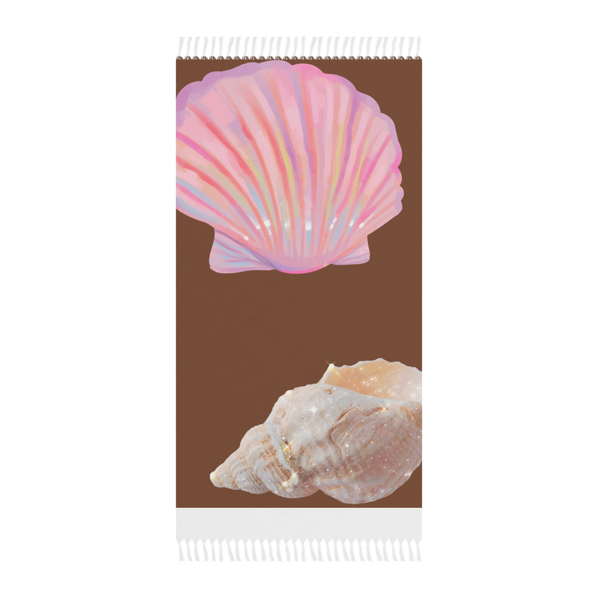 Boho Seashell Beach Towel — Pastel Shells Fringe Beach Blanket