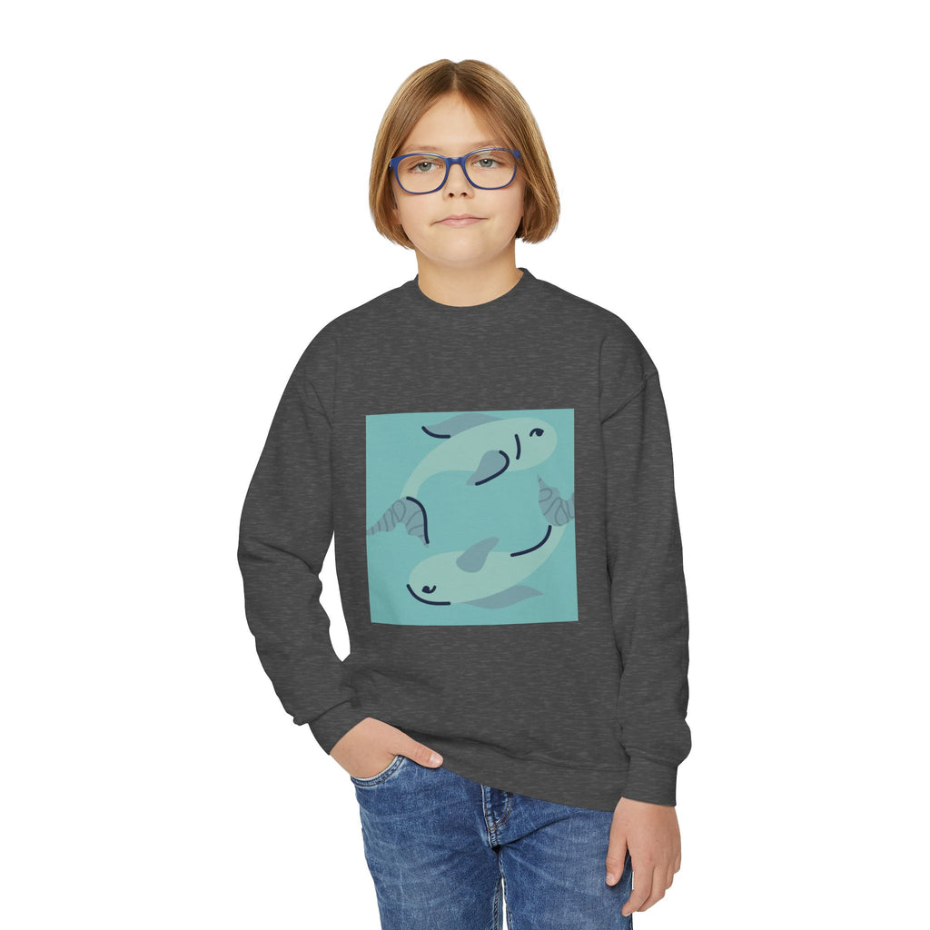 Youth Crewneck Sweatshirt — Playful Koi Fish Graphic Pullover