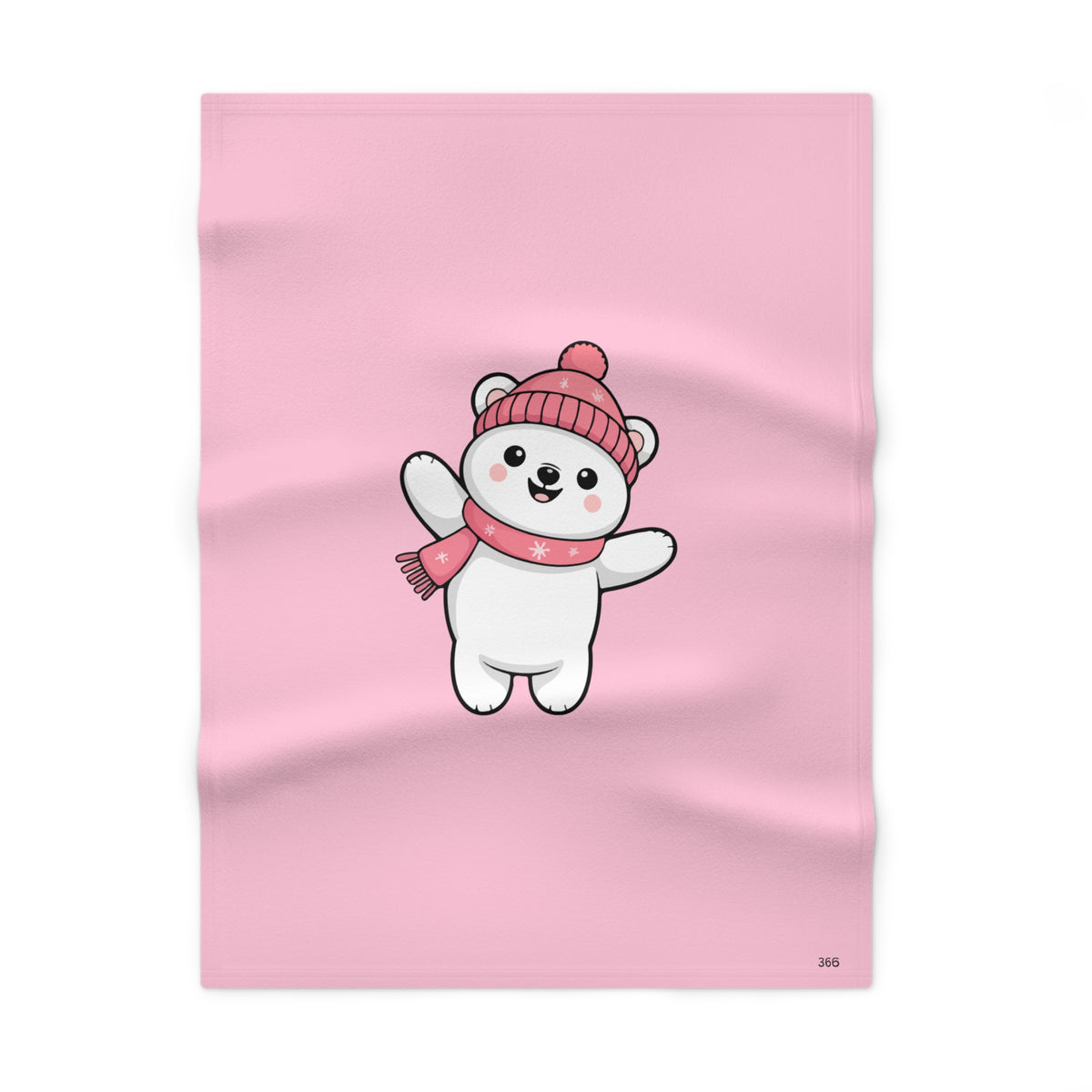 Baby Blanket — Cute Polar Bear in Pink Hat & Scarf | Soft Fleece Infant Throw