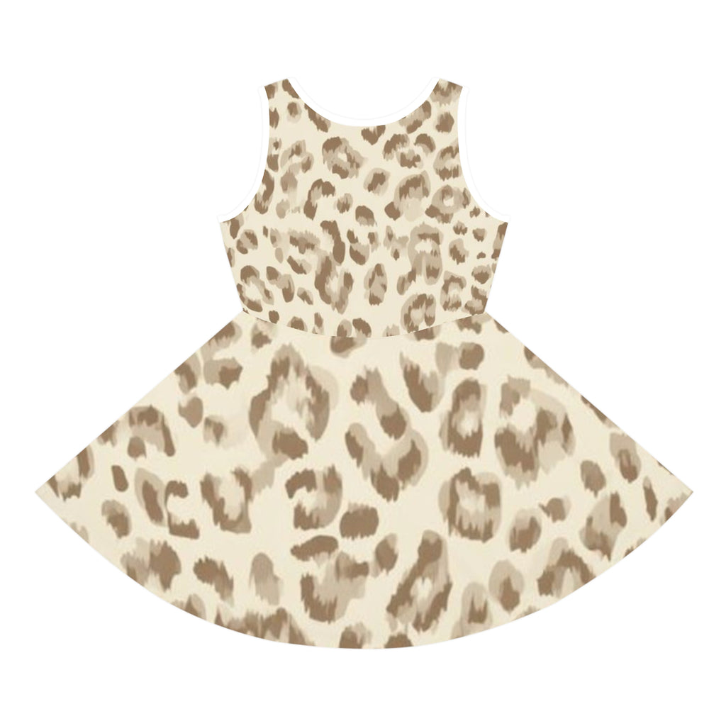 Girls' Leopard Print Sundress – Beige Safari AOP Twirl Dress