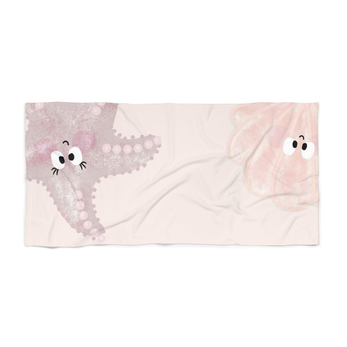 Cute Pink Starfish & Shell Beach Towel – Playful Coastal Kids Towel