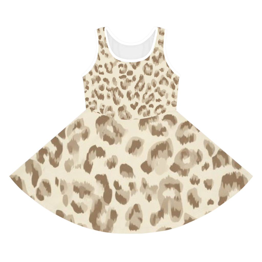 Girls' Leopard Print Sundress – Beige Safari AOP Twirl Dress