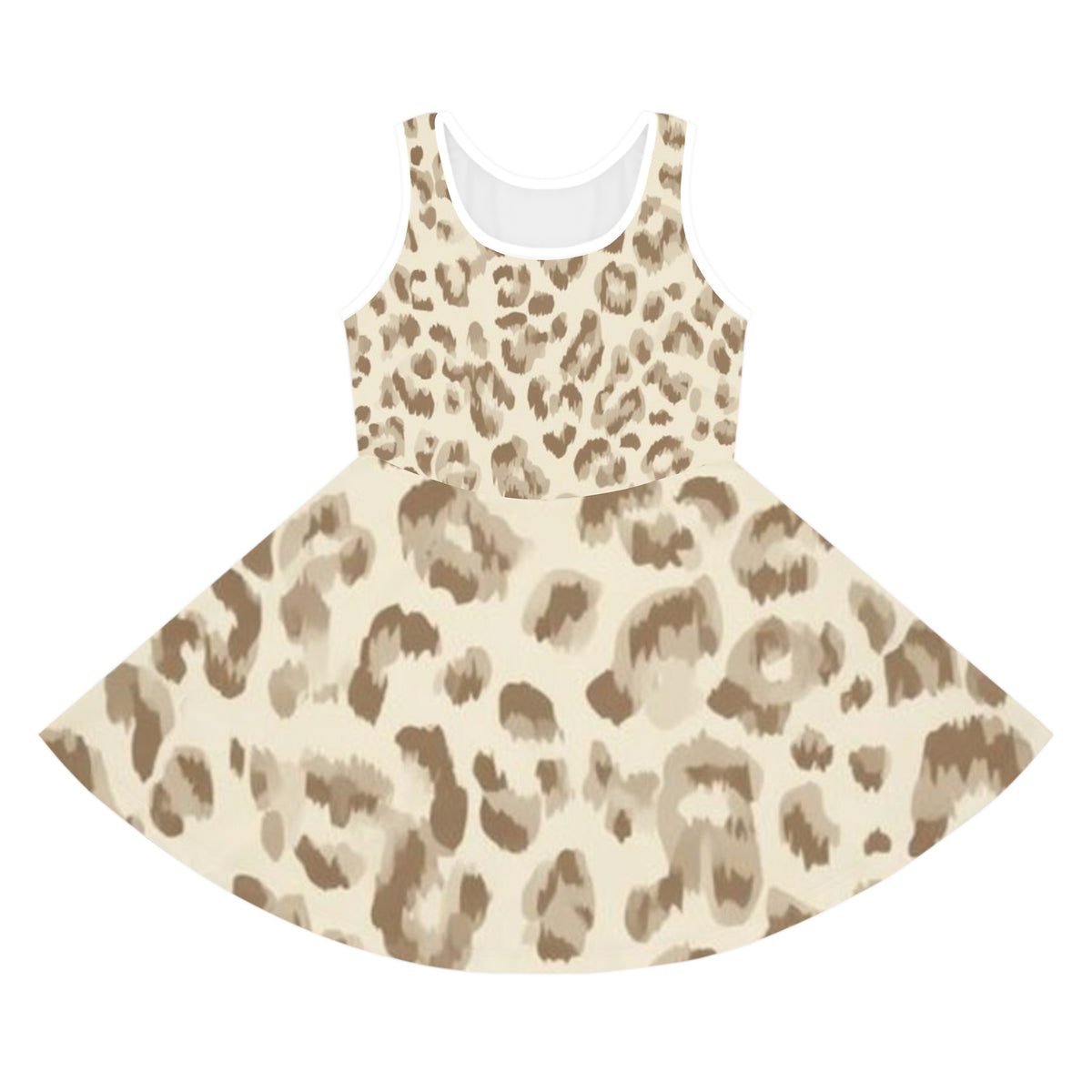 Girls' Leopard Print Sundress – Beige Safari AOP Twirl Dress