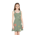 Girls Floral Sundress — Green Casual Summer Dress for Kids