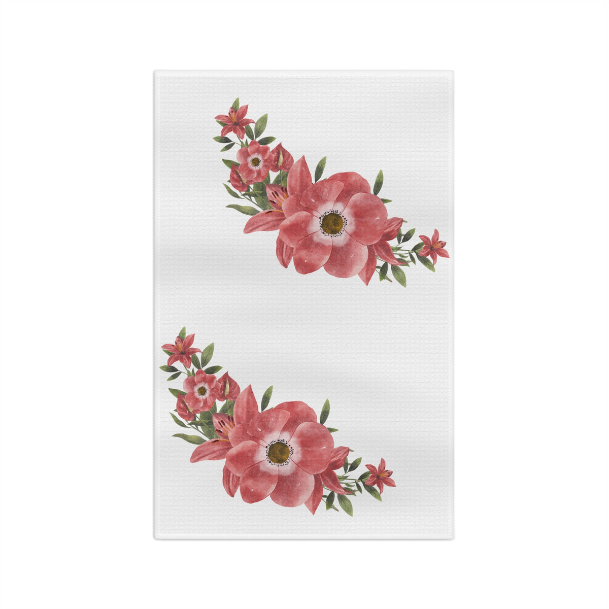 Floral Watercolor Tea Towel — Pink Peony Kitchen Dish Towel