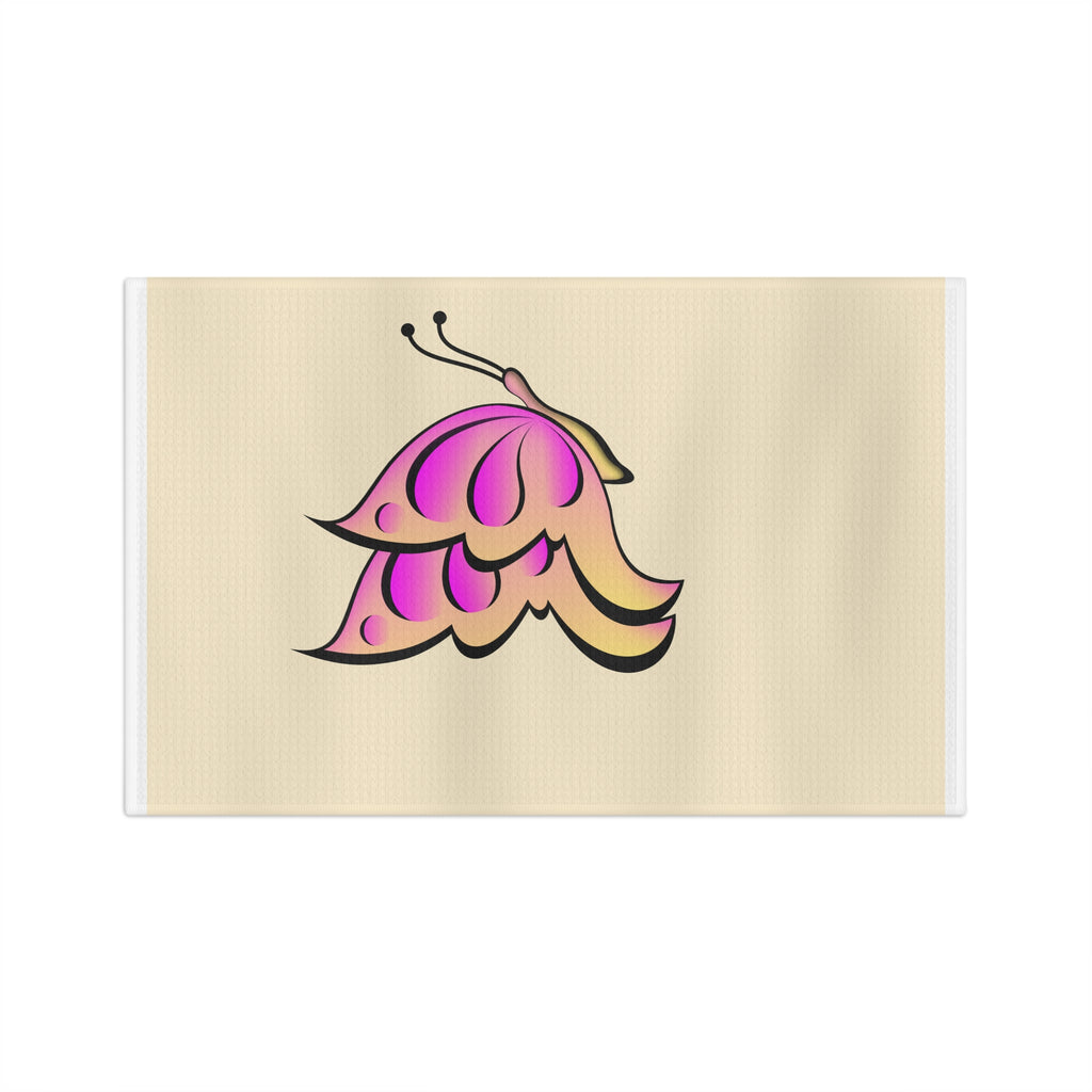 Butterfly Microfiber Tea Towel — Pink Gradient Floral Wing Kitchen Towel