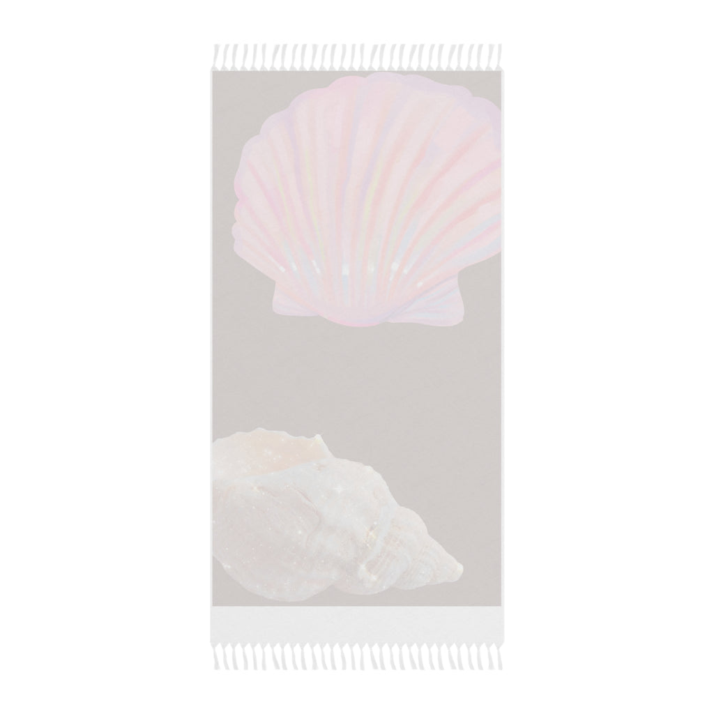 Boho Seashell Beach Towel — Pastel Shells Fringe Beach Blanket