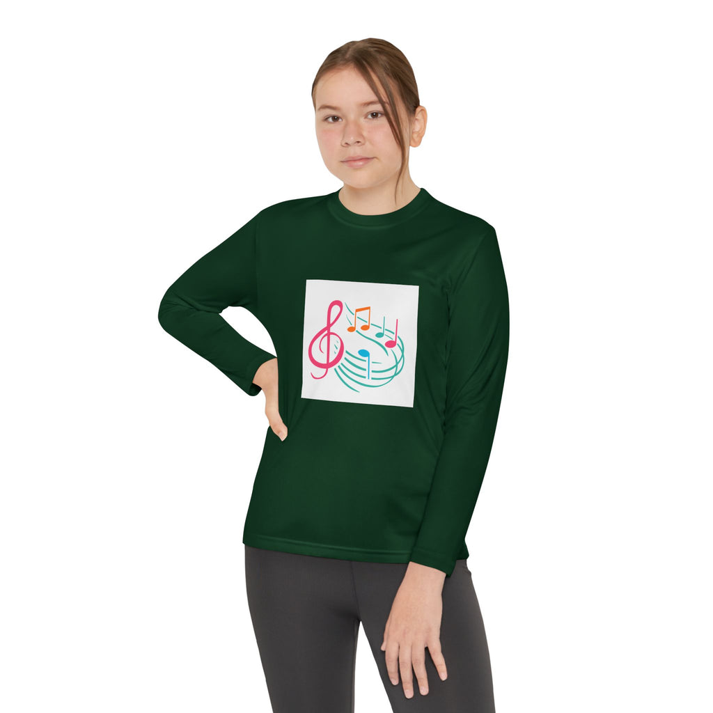 Colorful Music Notes Treble Clef Youth Long Sleeve