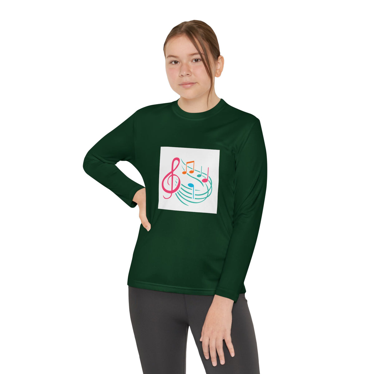 Colorful Music Notes Treble Clef Youth Long Sleeve