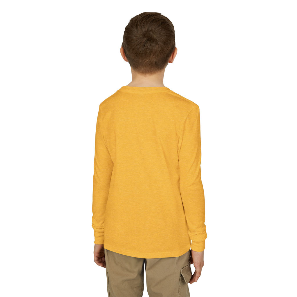 Blue Sports Car Youth Long Sleeve Tee | Racing Print, Gradient Frame
