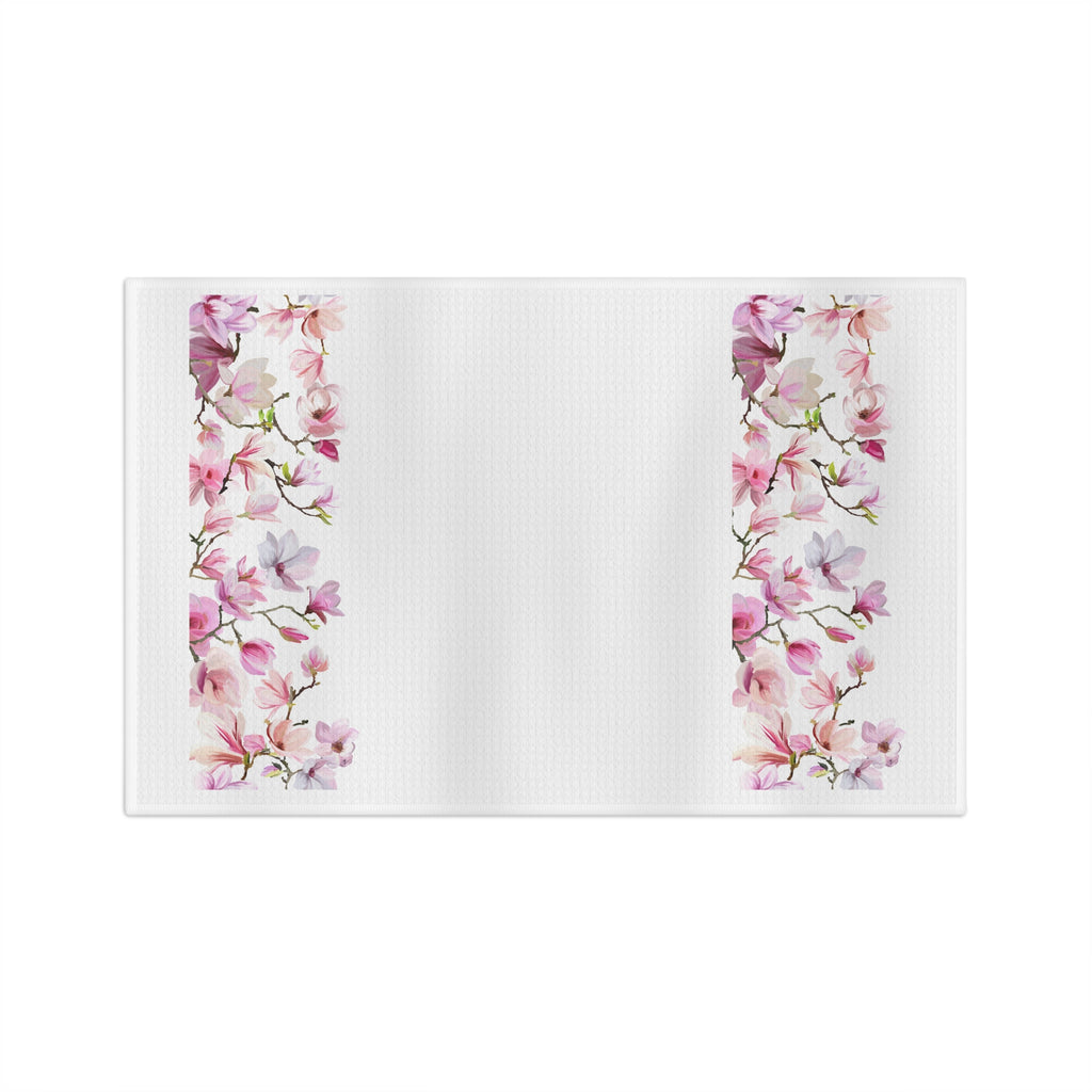 Delicate Floral Border Microfiber Tea Towel — Elegant Botanical Kitchen Linen