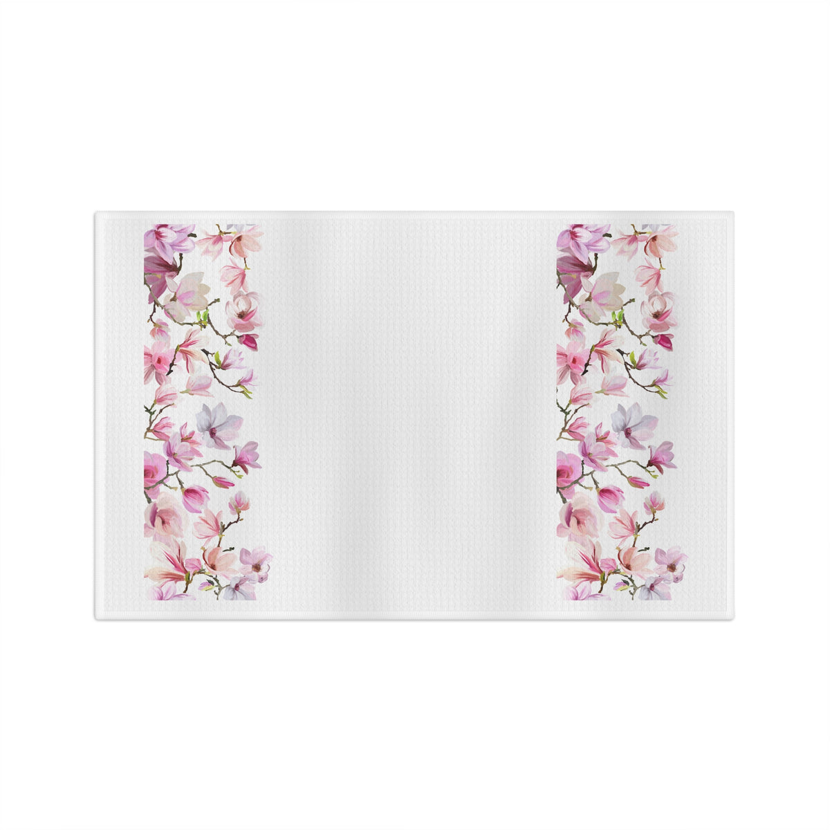 Delicate Floral Border Microfiber Tea Towel — Elegant Botanical Kitchen Linen